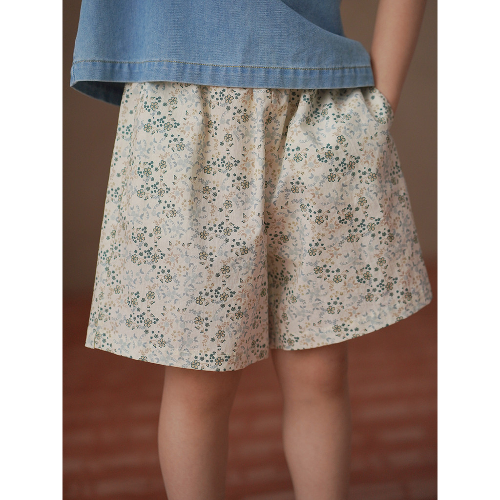 Haya roupas infantis verão novo estilo calças cortadas para meninas respirável fresco Floral Shorts crianças algodão cal