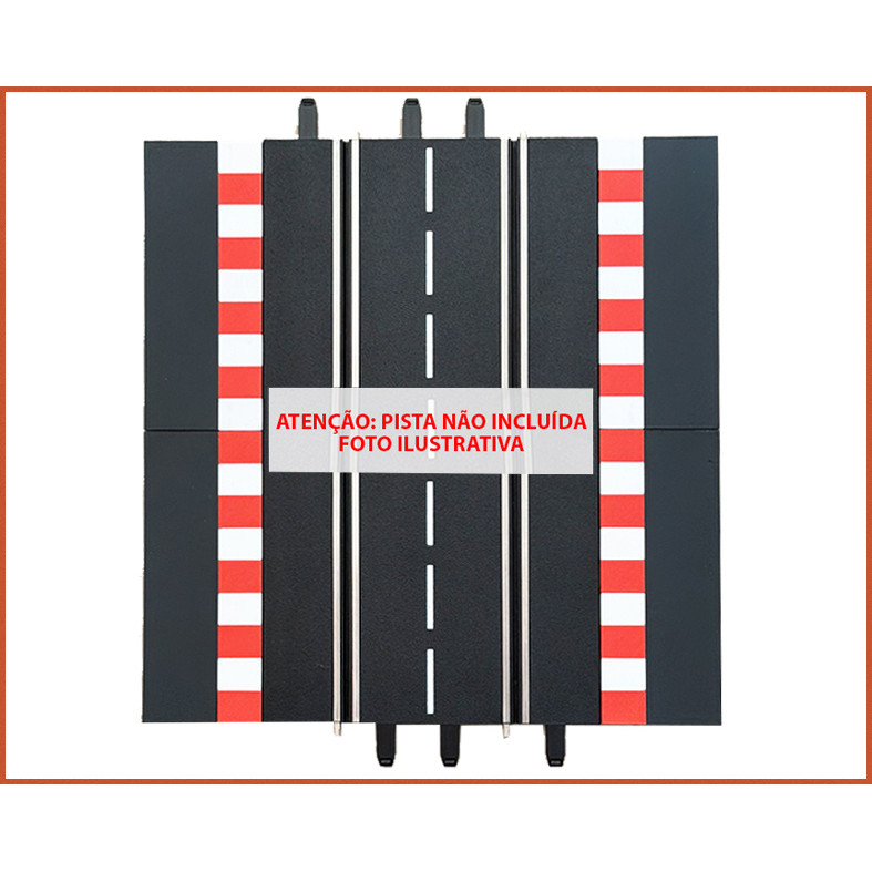 Pista Reta Zebrada 4 PCS Extensão Acostamento para Pista Elétrica 1/32