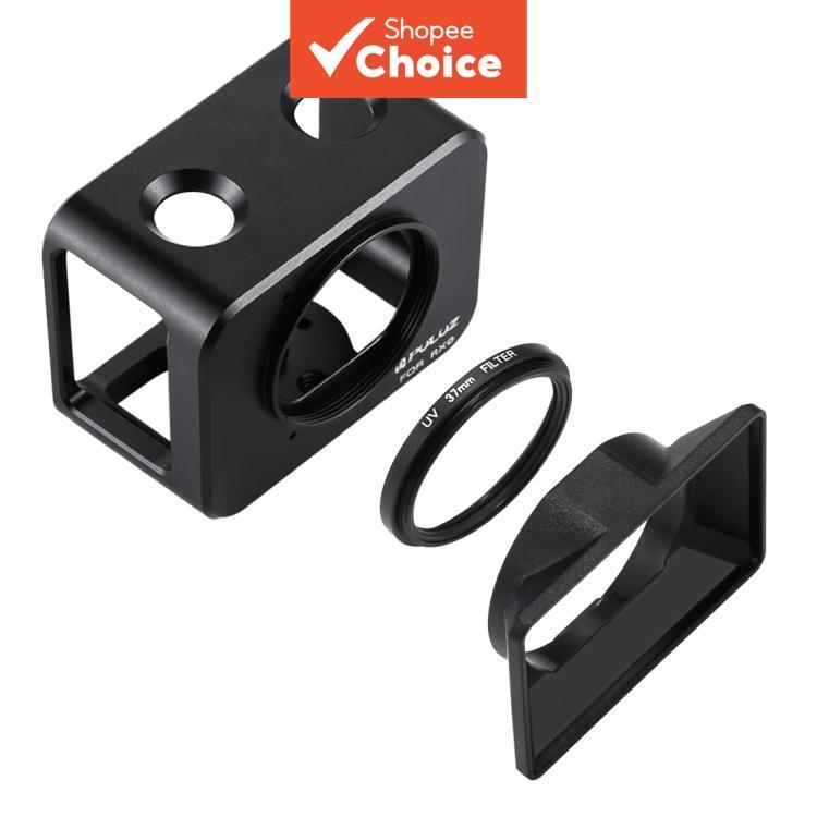 Filtro De Lente De Câmera Para PULUZ Sony RX0 Gaiola Protetora De Liga De Alumínio + Uv De 37 Mm + Guarda-Sol Com Parafu