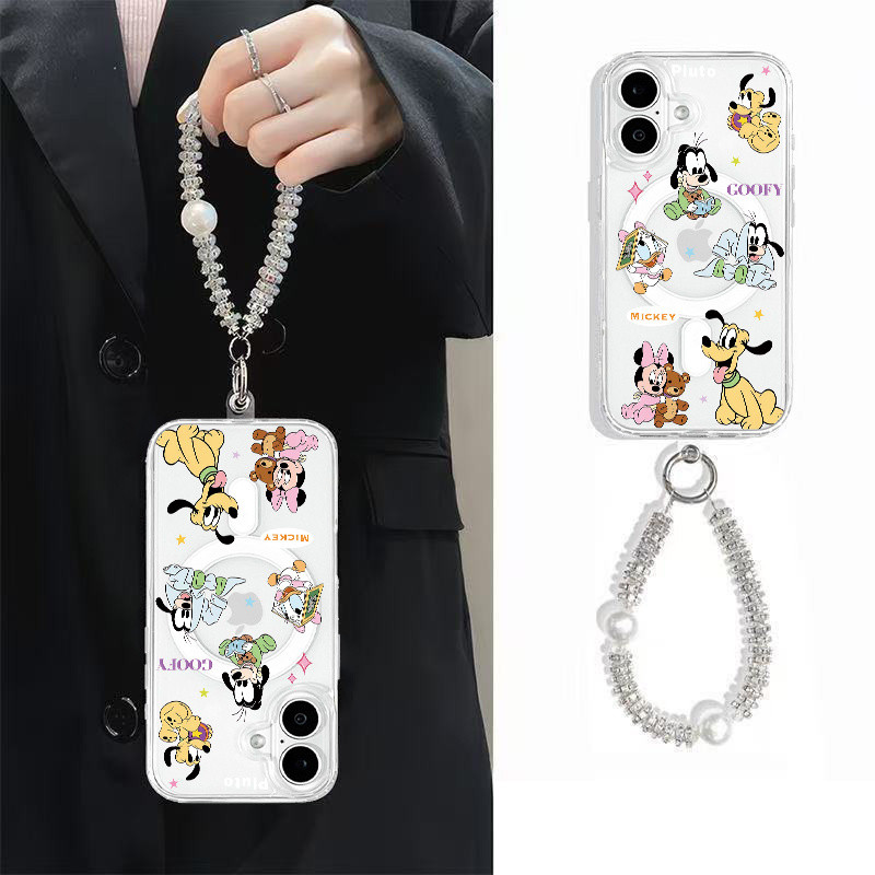 Capa Personagem Transparente MagSafe + Pulseira para Samsung Galaxy Note 9/10/20 S21/S22/S23/S24/S25/S26 ultra fe edge