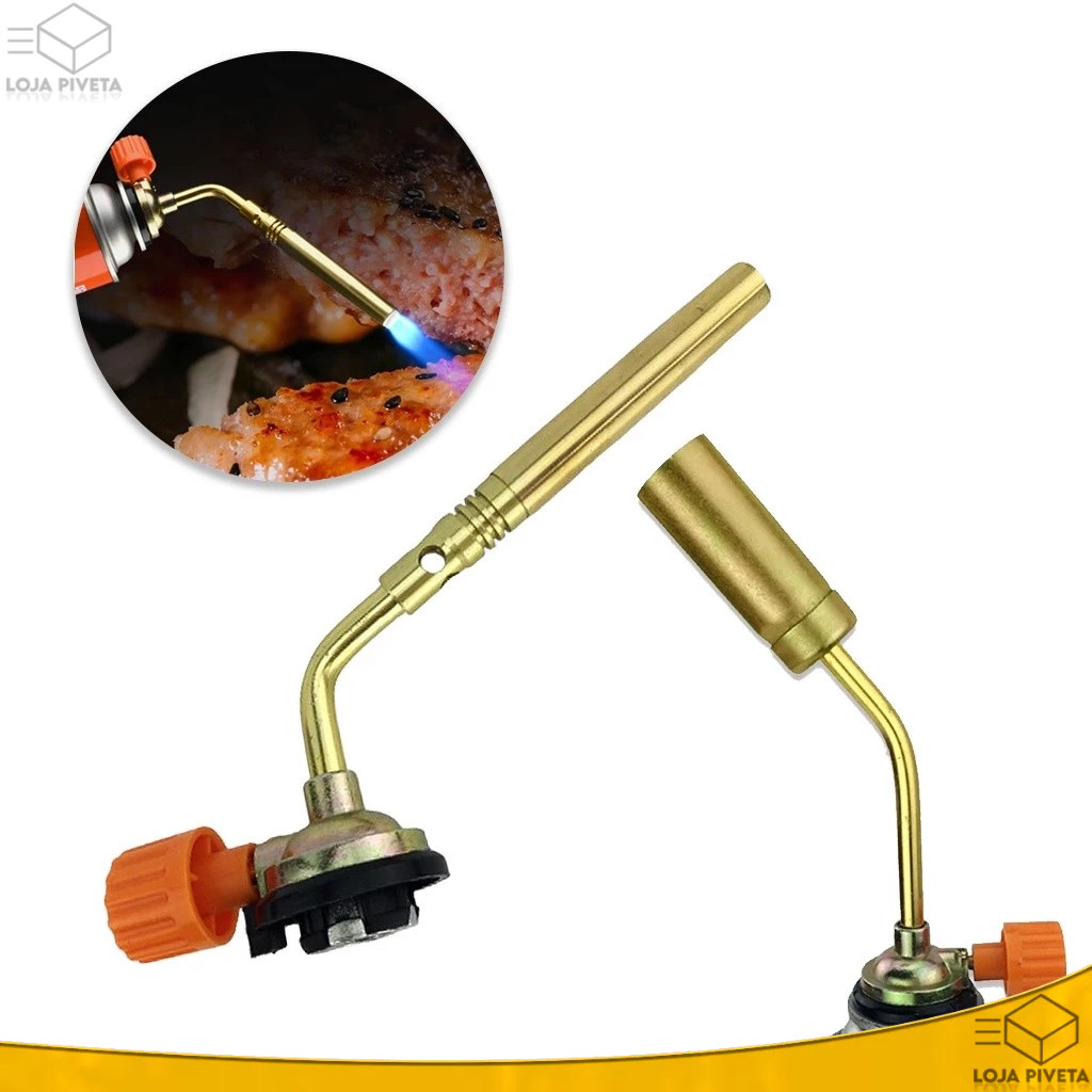 Bico Maçarico Portátil Fino ou Grosso Regulável Profissional Cartucho 150mm Com Regulador Ajustável