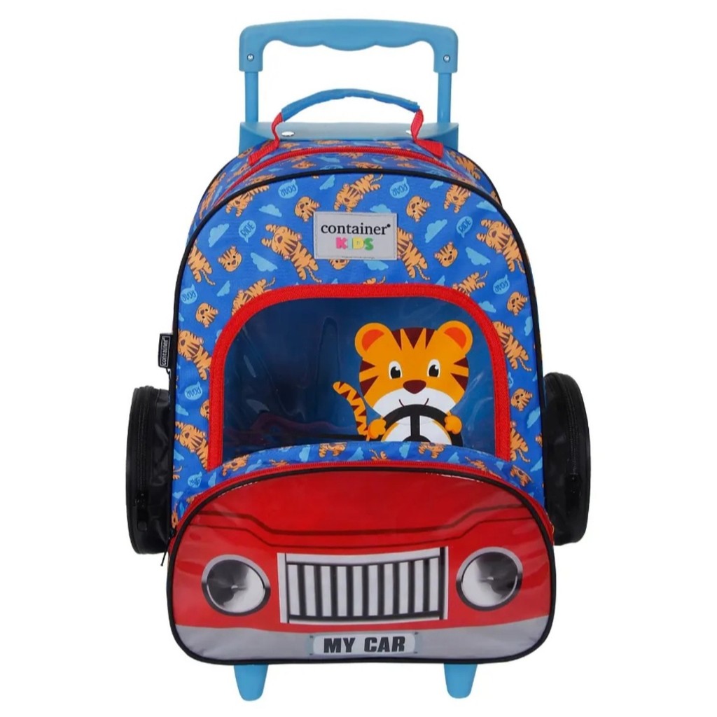 Mochila de Carrinho Escolar Infantil G Dermiwil My Car Container Kids Tigre