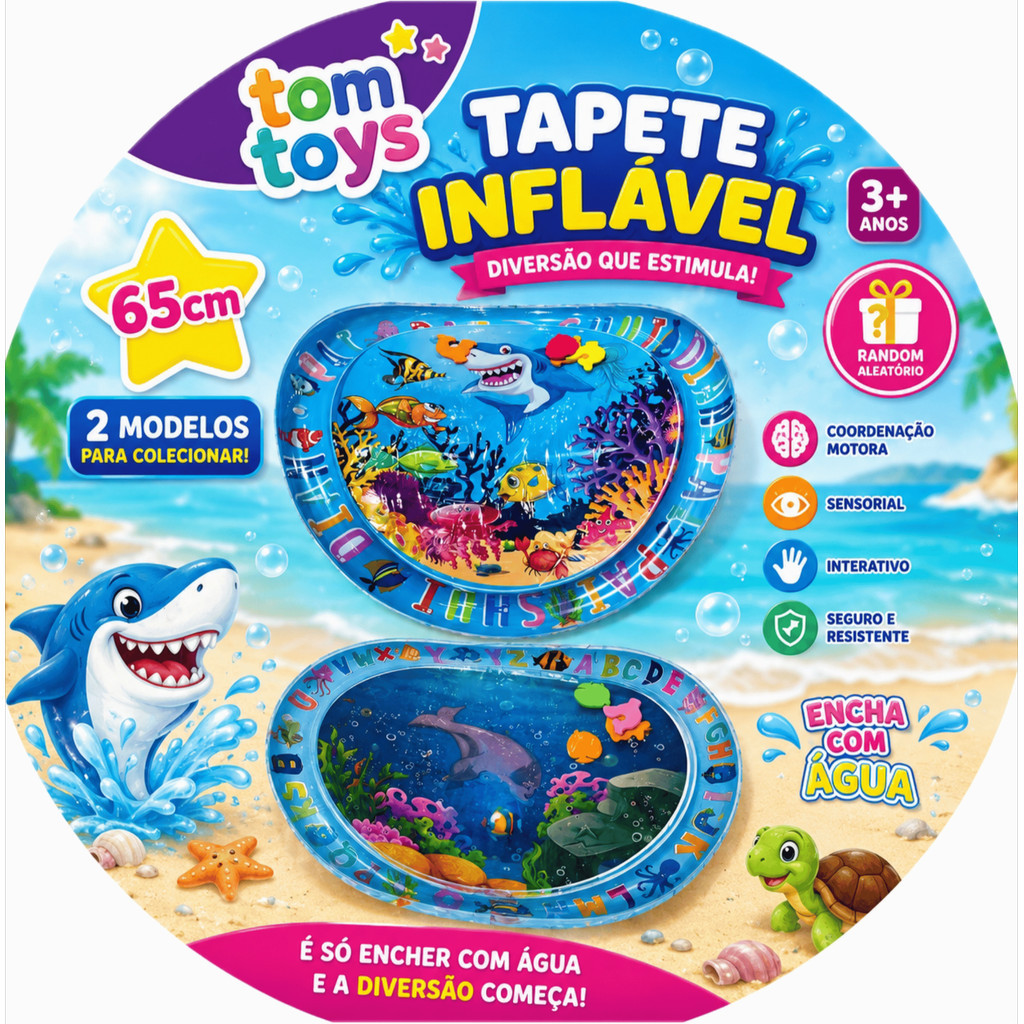Tapete Infantil Bebê Inflável Água Atividades Sensorial Almofada Menino e Menina