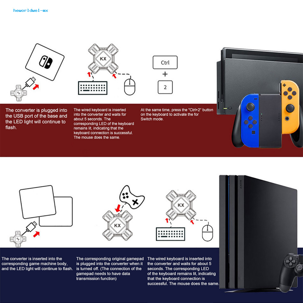 Adaptador Portátil Forte Compatibilidade Leve Conversor De Teclado De Mouse Para Jogos XBOX/Switch/PS3