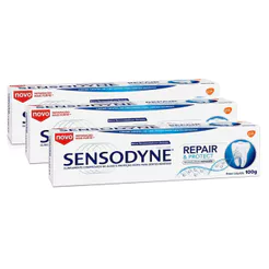 Kit 3 Creme Dental Sensodyne Repair & Protect para Dentes Sensíveis 100g