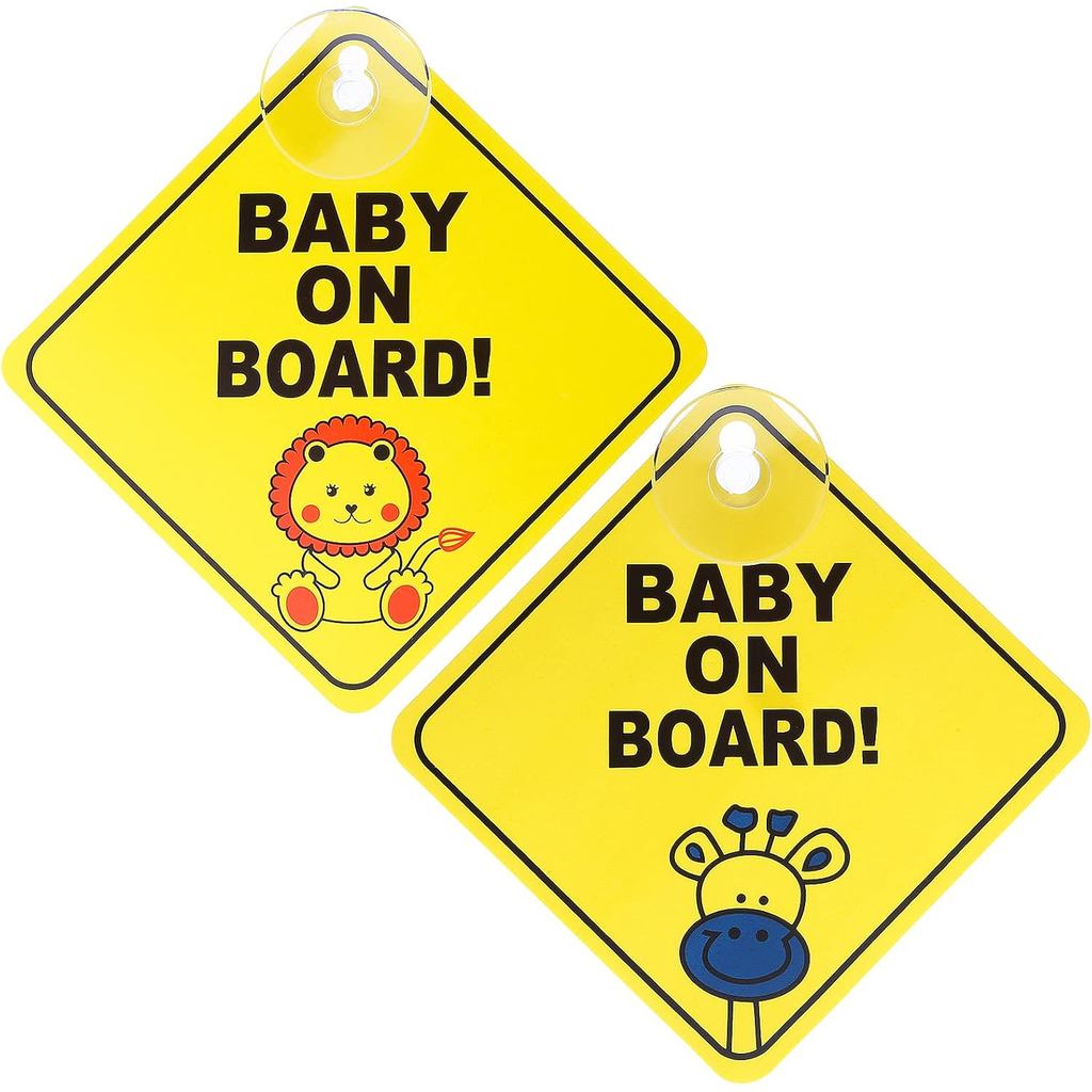 TIESOME 2 pcs Baby on Board Car Warning, Baby on Board Sticker Sign for Warning with Suction Cups, Child in Car Sticker
