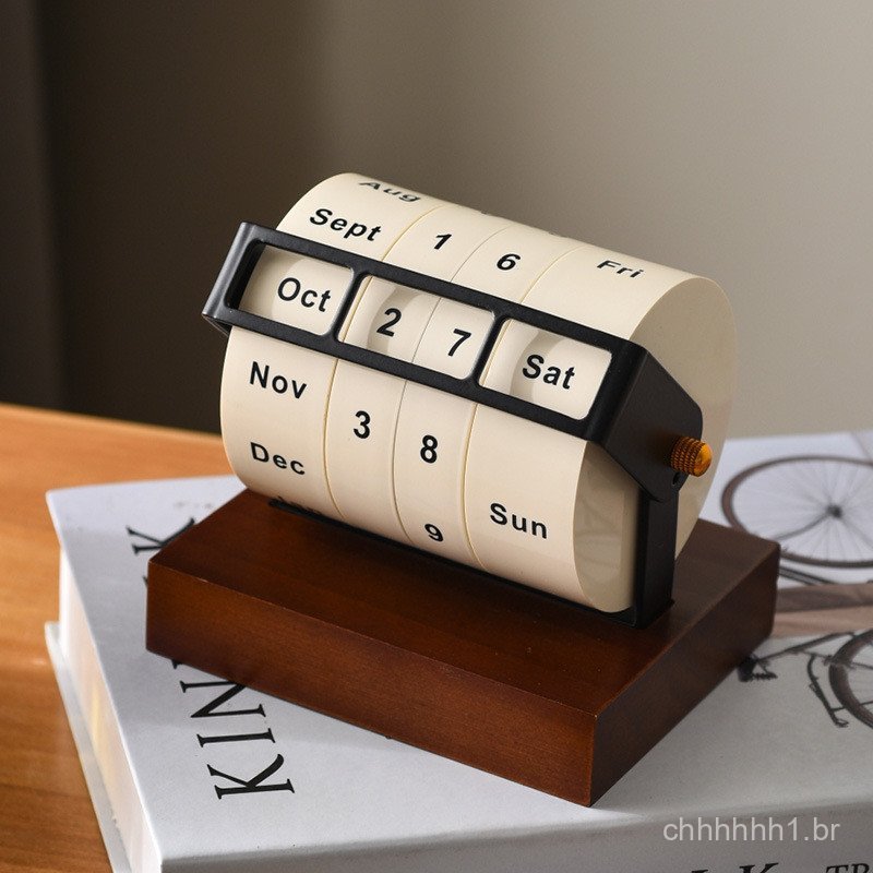 Calendário Perpétuo Rotativo Novo Grande Calendário de Mesa Rotativo de Luxo de Alta Qualidade Calendário Decorativo de 