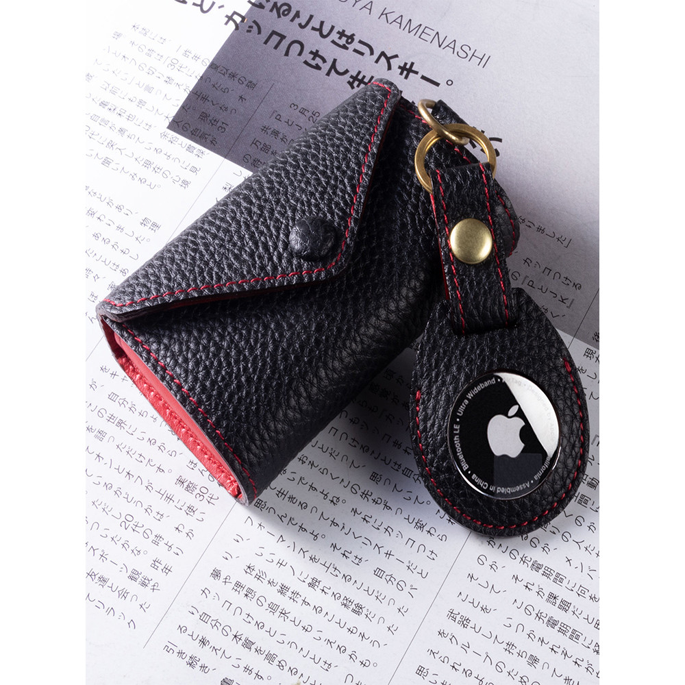 Huahu estilo japonês Apple airtag capa protetora fivela de couro genuíno caso pr