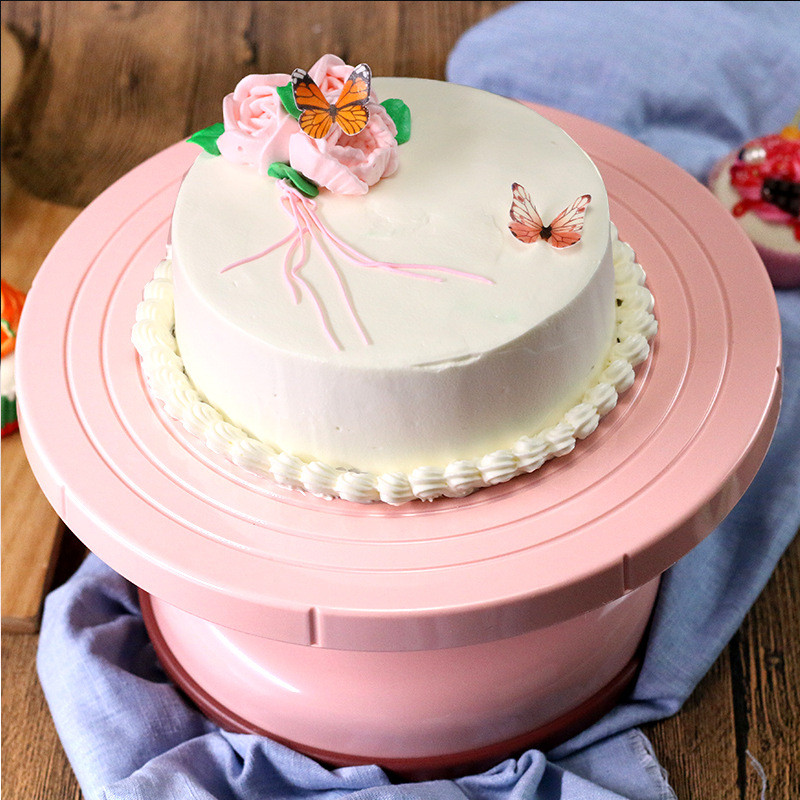 Novas ferramentas de cozimento bolo alta plataforma giratória rosa plástico decoração mesa bolo molde decoração bolo pla