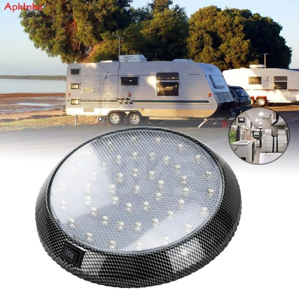 Estilo Redondo Leitura Teto Cúpula Luz Interior LED Chrome Cabine Spot Lâmpada Caravana Trailer Campista Motorhome Renau
