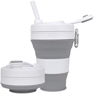 Xícara De Café De Silicone Com Tampa De Palha Copos Dobráveis Para Viagens Caneca De Água Dobrável Leve De 20 Onças Piqu