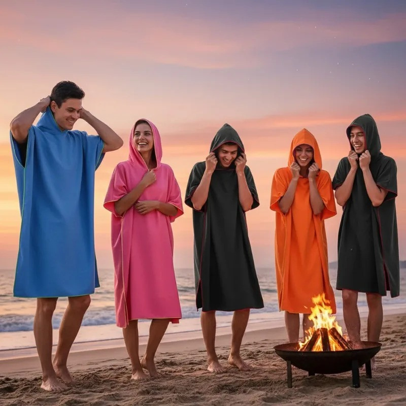 110x90cm Adulto Com Capuz Surf Poncho Toalha Roupão De Microfibra De Secagem Rápida Para Natação Acampamento E Mudança D