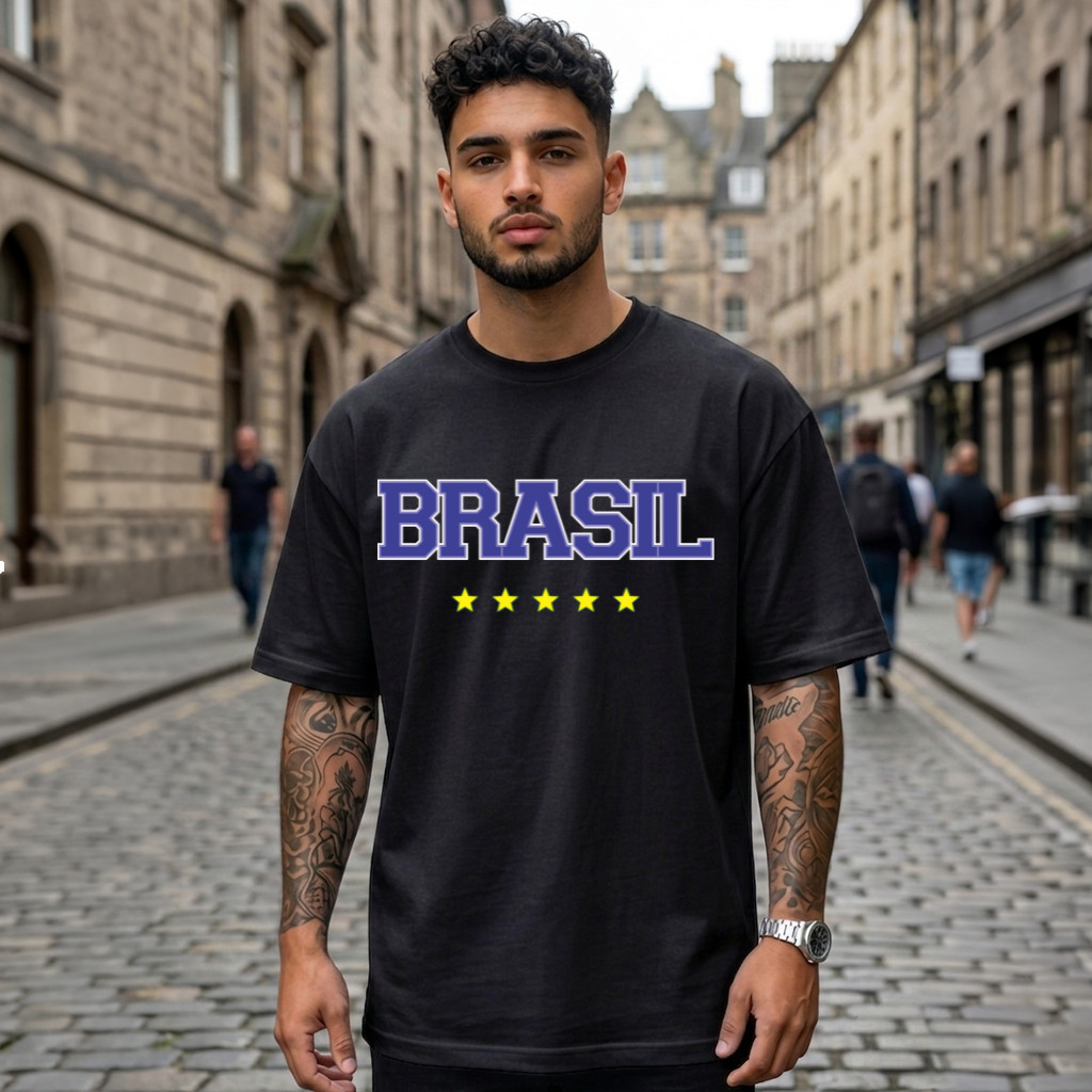 Camiseta Para Copa Do Mundo Brasil 5 Estrelas Masculina