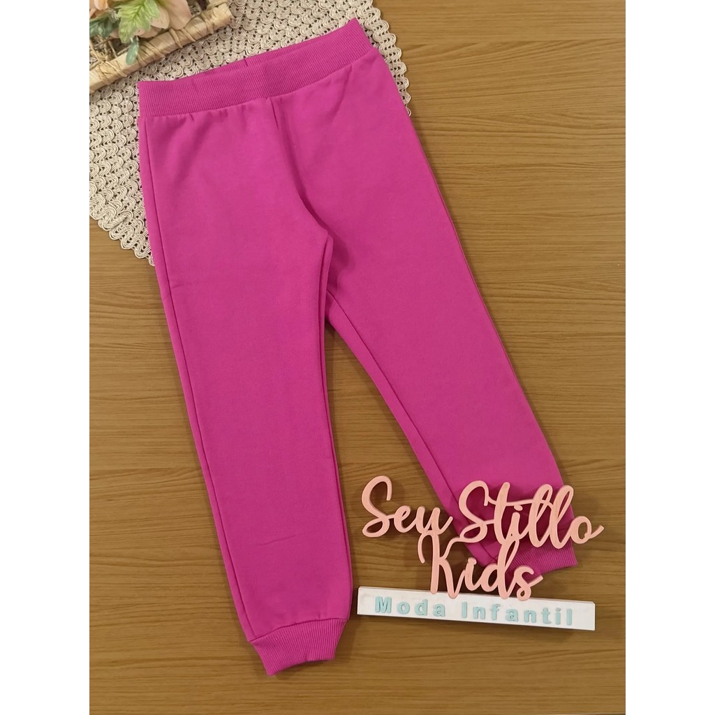Calça Moletom Infantil Brandili Menina Flanelada Rosa