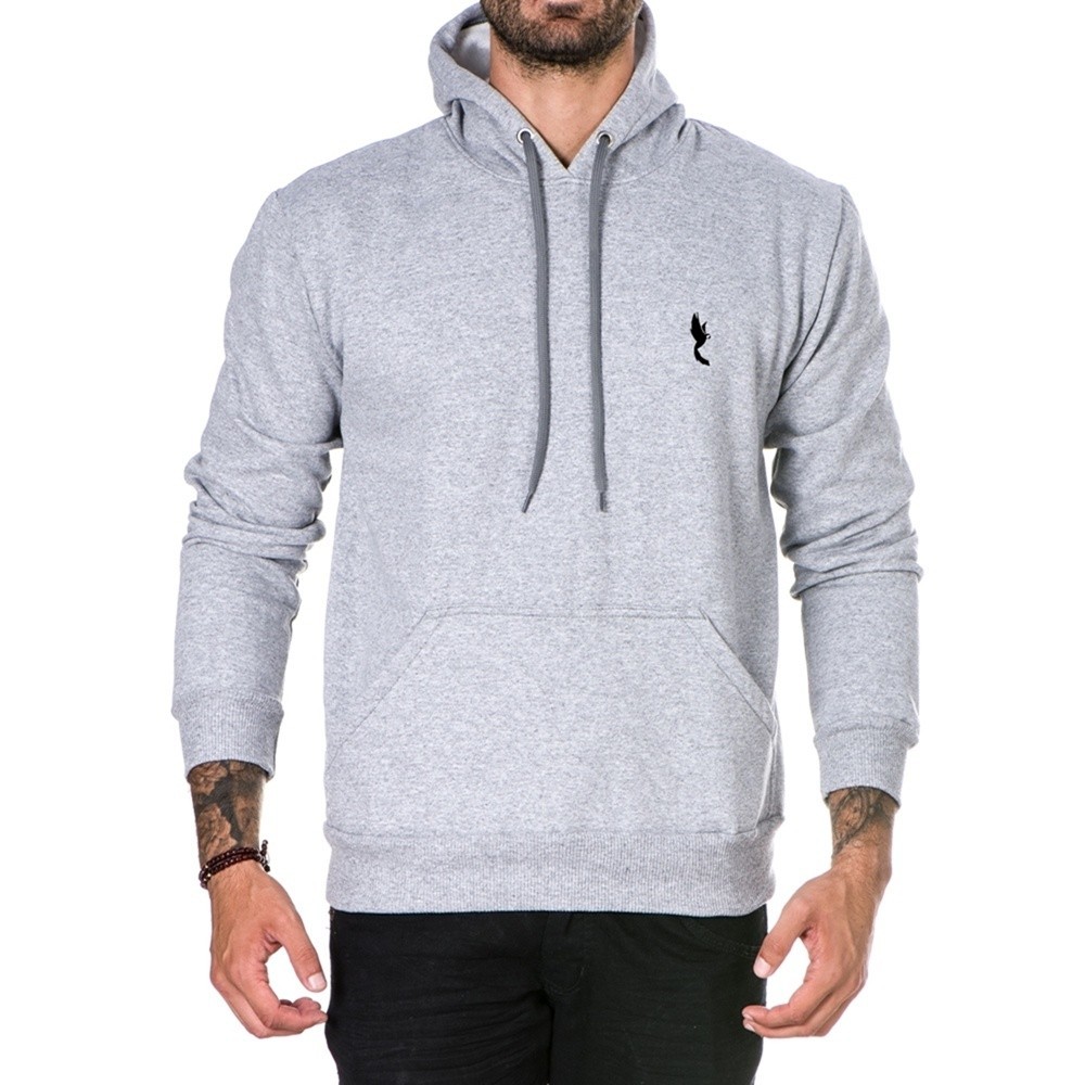 Moletom Masculino Canguru com Bolso e Capuz Azul Marinho Blusão de Frio Polo Blu Arara