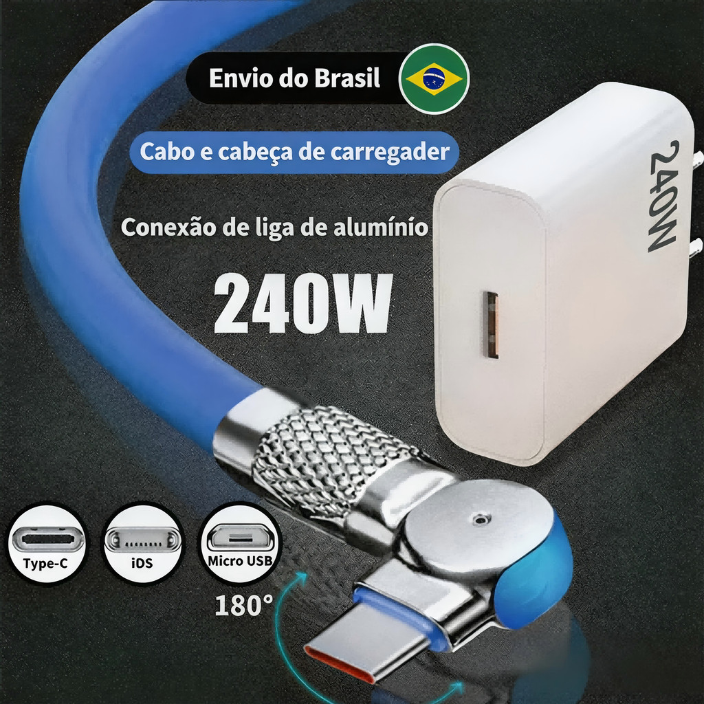 Adaptador De Carregamento Rápido Do Carregador GaN USB-C De 240 W Compatível Com Carregadores De Parede Padrão Europeu