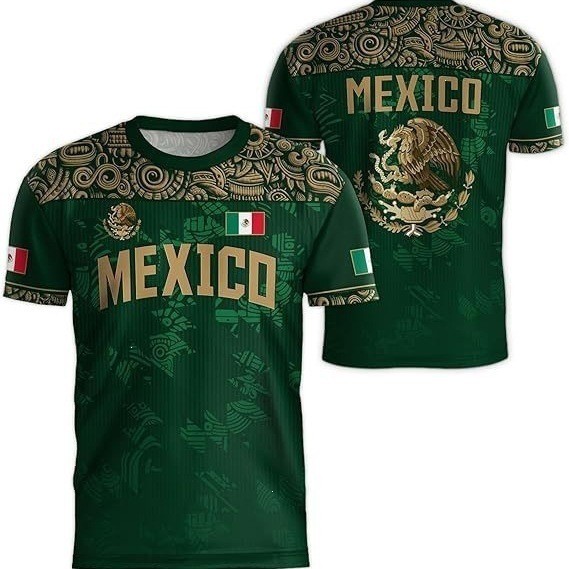 2026 masculino fã mexicano bandeira nacional impressão manga curta em torno do pescoço pulôver meia manga copa do mundo