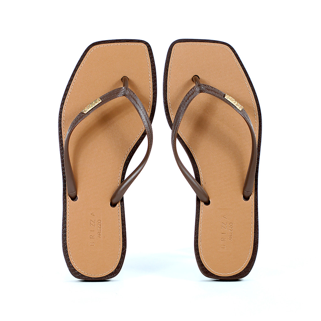 Chinelo Brizza Arezzo Bico Quadrado Square Marrom - Feminino