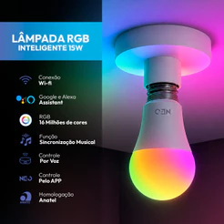 Kit Lâmpadas Led Pera Smart Inteligente Wi-fi 2.4GHz Embutir 15w RGB E27 Bivolt Neo Avant