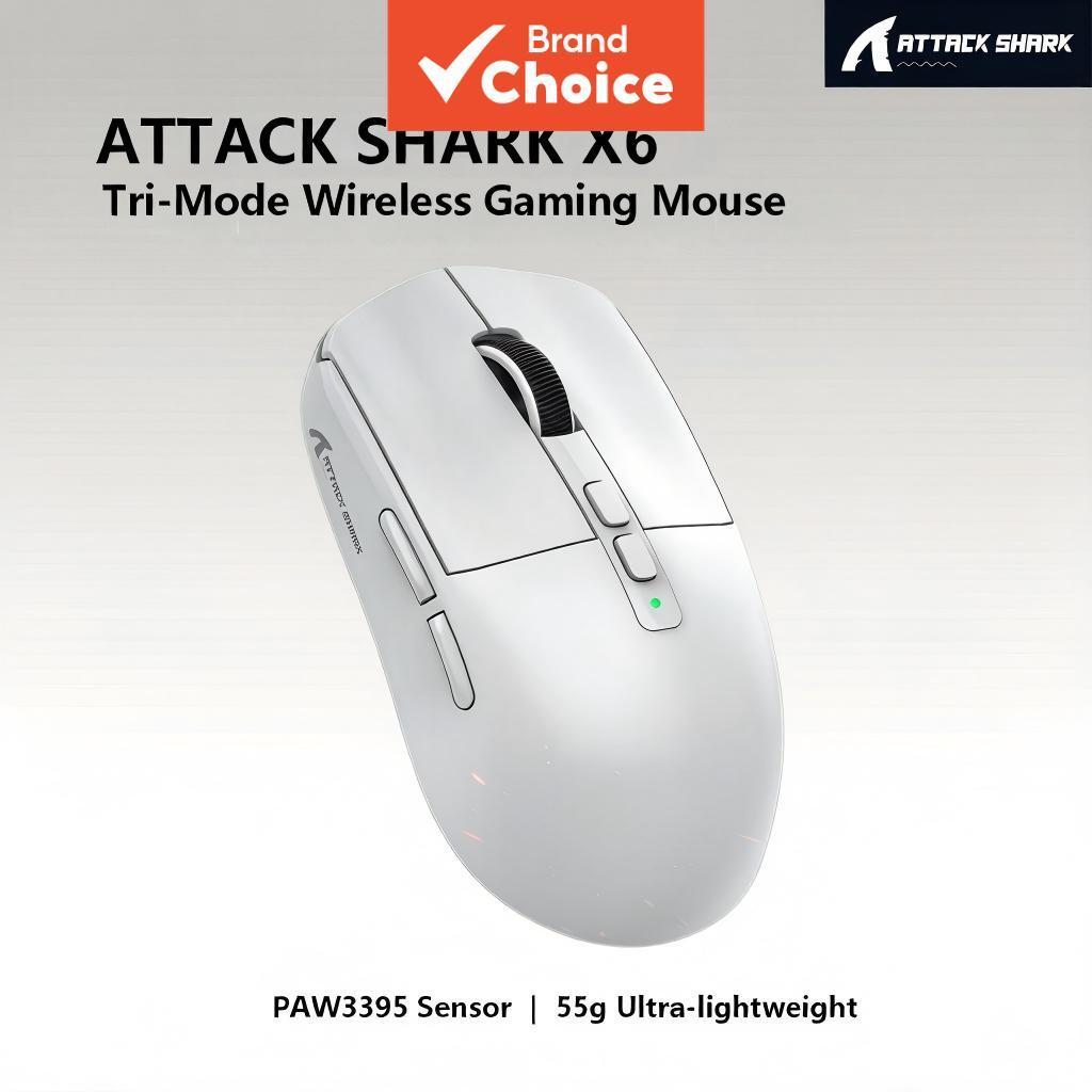 Mouse Gamer Wireless Attack Shark X6 | Leve de 55g com Dock de Carregamento Magnético, Sensor PAW3395, 26000 DPI,
