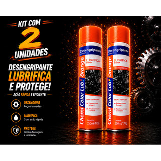 2 Unidades Desengripante Antiferrugem Lubrificante Uso Geral ChemiColor Spray Orange 400ml 250g oleo, multi uso