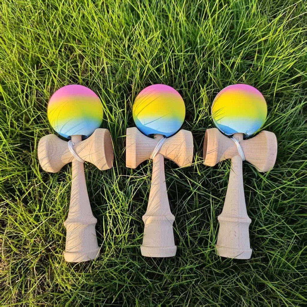 Bola De Habilidade Kendama De Madeira De Cor Gradiente-Brinquedo De Coordenação Mão-Olho Para Crianças , Jogo De Quebra-