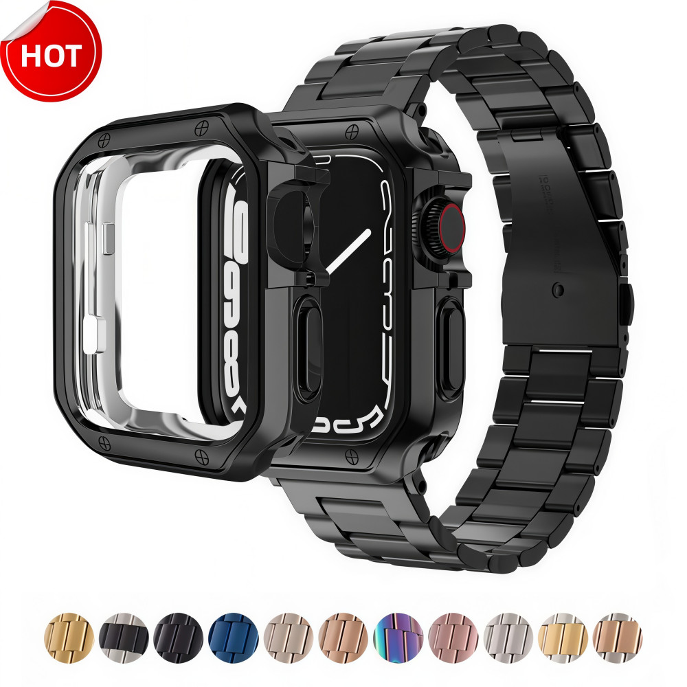 Kit Aço Inoxidável Pulseira+Chapeamento Macio Case Para Apple Watch Ultra 49mm 4