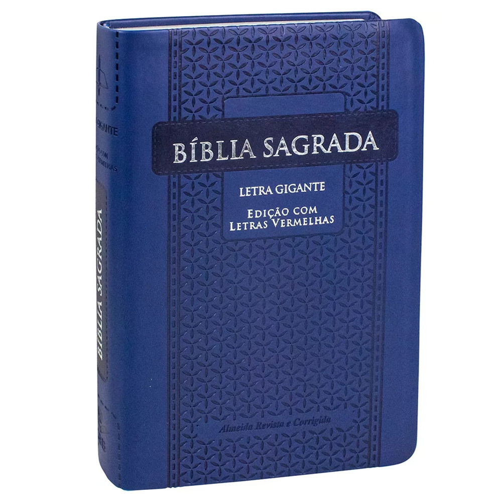 Bíblia Sagrada Letra Gigante Índice Capa couro sintético azul: Almeida Revista e Corrigida (ARC) Letra vermelha