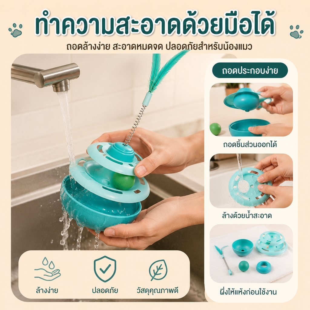 รางบอลแมว ของเล่นแมว ของเล่นแมวเขย่าไม่ล้ม รางบอลแมว ของเล่นน้องแมว รางบอลแมว ชุดของเล่นสำหรับแมวรางบอล - ภาพที่ 6