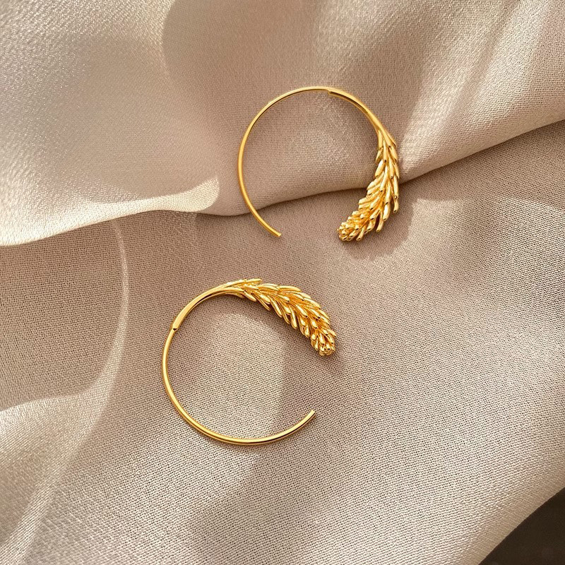 brinco de pressão brinco feminino Brincos de orelha de trigo dourado feminino prata esterlina nicho Design High-End bri