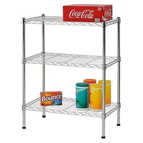 Estante Aço 3 Prateleiras Cromada 90 Cm Com Forros