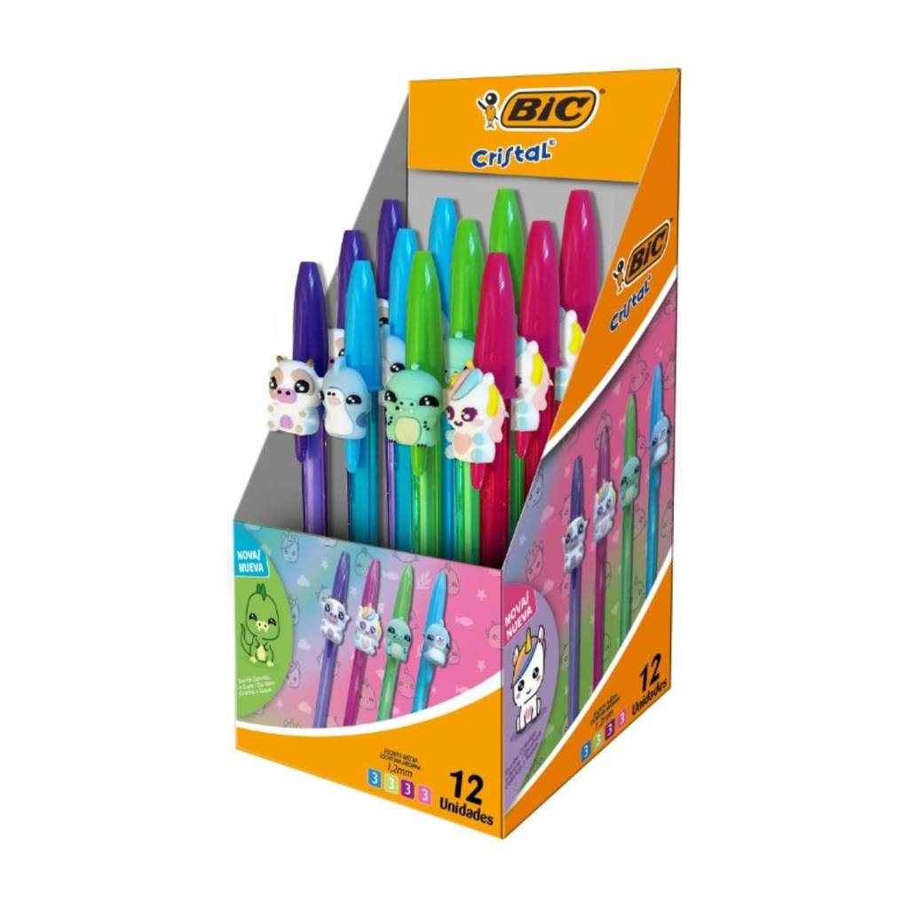 Caneta esferográfica Cristal 1.2 Ponteiras Sortidas display com 12 unidades Bic
