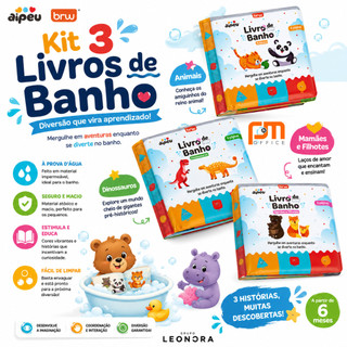 Kit 3 Livros de Banho para Bebês Educativos Coloridos Infantil