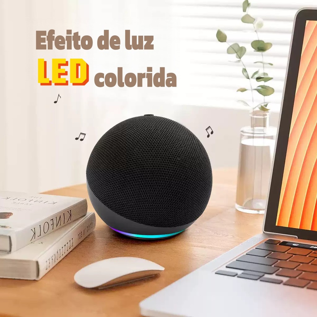 Caixa de Som Portátil Multifuncional – Bluetooth 5.0, Luz LED, Alexa, Rádio FM, USB
