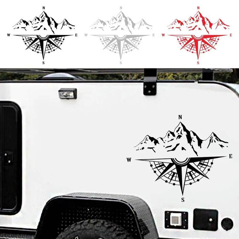 Mountain Range Hood Car Body Sticker Mountain Compass Navigation Automobile Sticker Compass Car Door Stickers IPkE
