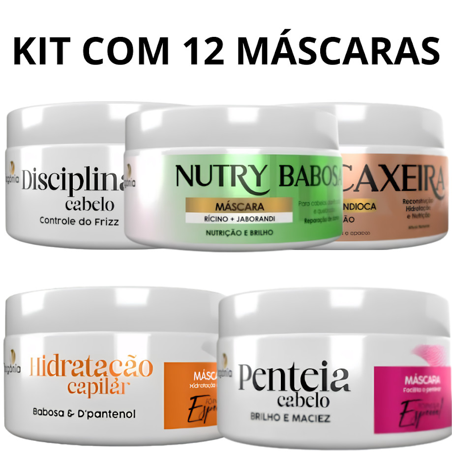 Máscara Tratamento e Cronograma Capilar  Kit 12 unidades Profissional Begônia
