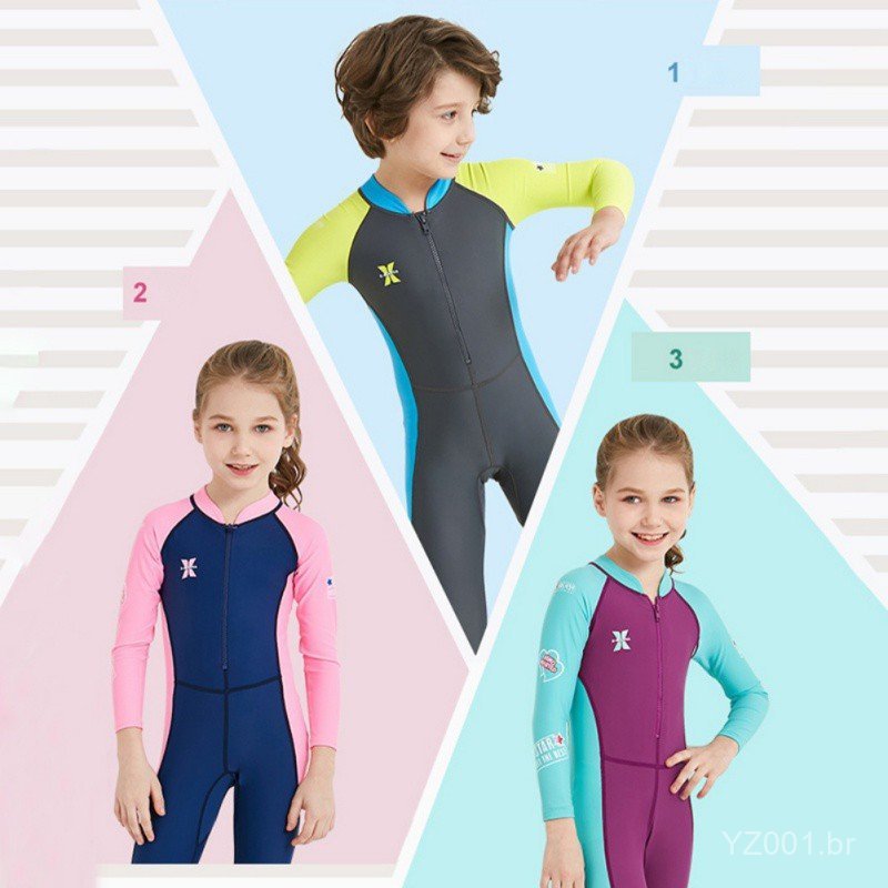 Roupa de Mergulho Infantil / Maiô de Manga Longa com Proteção UV para Surf / Natação 7Z0C