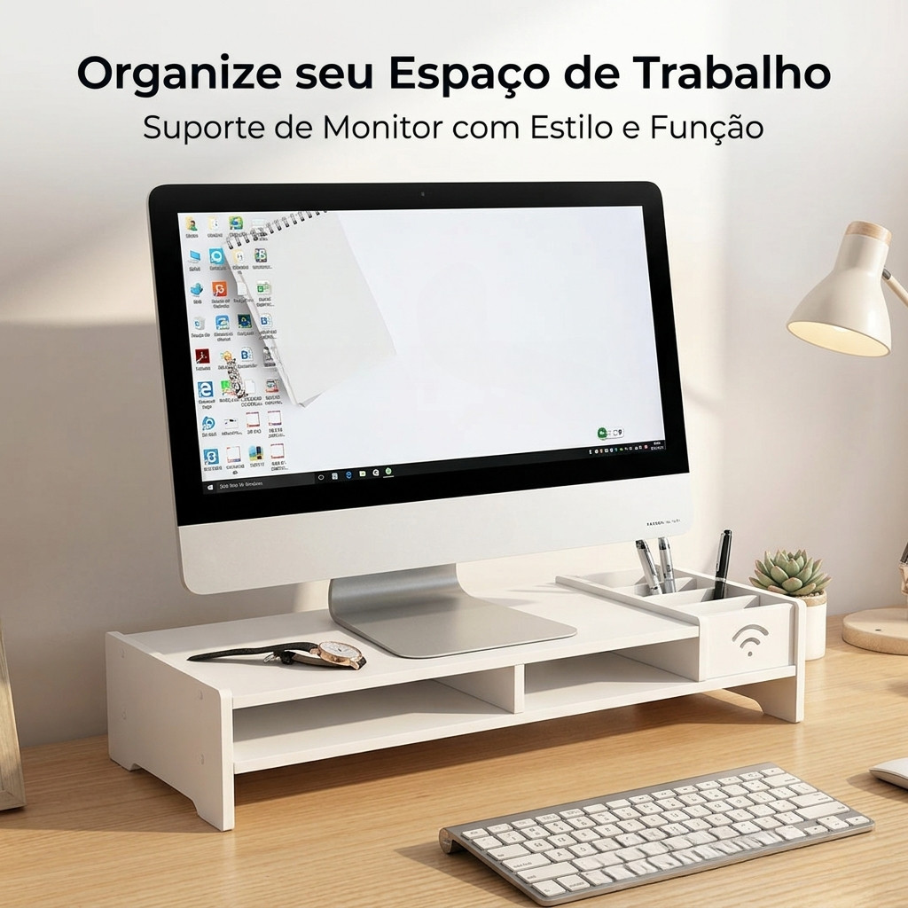 Suporte De Mesa Elevado Para Monitor - Estilo Organizador Em placa de PVC expandida