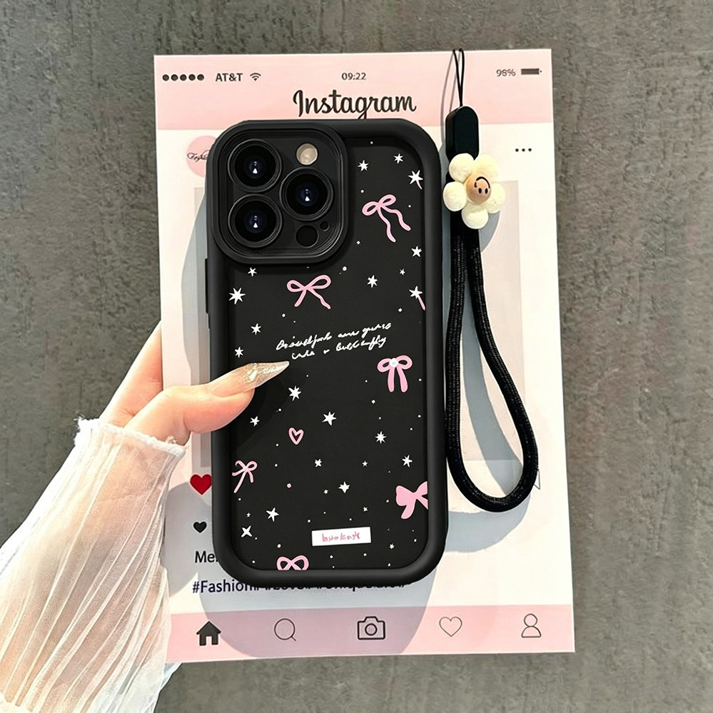 Para Samsung A17 A07 A55 A15 A14 A54 A12 A35 A13 A05S A04E A11 A23 A32 A34 ‌S24 Capa de celular com laço de fita rosa