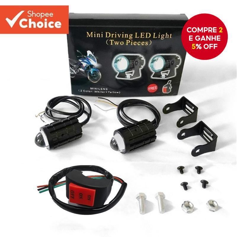 Farol LED H4 Para Motocicleta Com Interruptor-MDL Mini Projetor De Luz De Condução Lente Olho De Peixe Lâmpada De Neblin