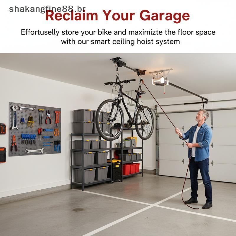 Sistema De Elevação De Talha De Bicicleta Suspensa De Garagem SHBR 60kg Polia De Rolamento Solução De Armazenamento Que