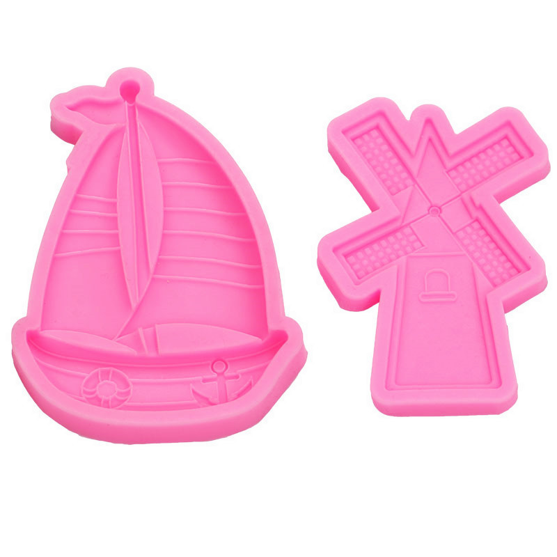 Molde De Silicone Em Forma De Barco , Moinho De Vento , Faça Você Mesmo , Fondant , Chocolate , Decoração De Bolo , Cola