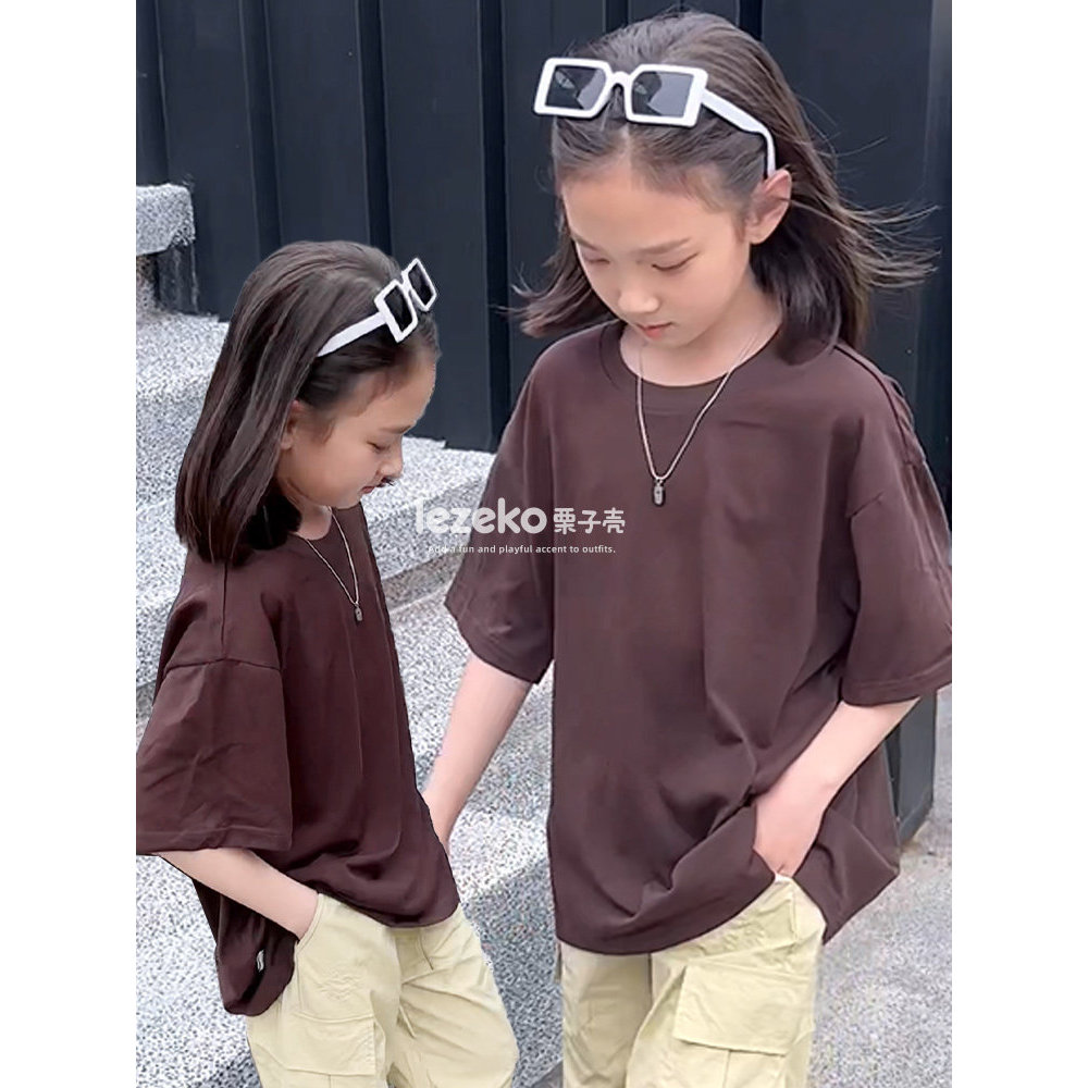 Meninos meninas camiseta de manga curta estilo verão médio grande crianças novo estilo crianças puro algodão topo grande