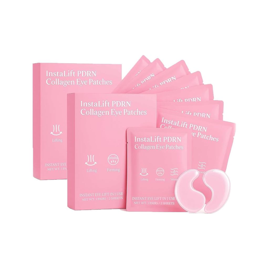 16 Pares de Patches para Olhos Instalift PDRN & Colágeno, Máscara Instantânea Anti-Rugas para Olheiras e Olhos Inchados,