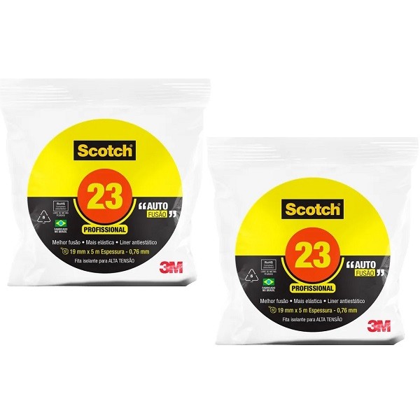 Kit com 2 Fita Isolante de Autofusao 3M SCOTCH 23 19MM X 5M