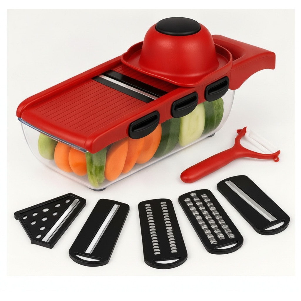 Multicortador de Vegetais 6 em 1 | Fatiador Mandoline Premium Aço Inox | Cozinha Ágil e Refeiçõ