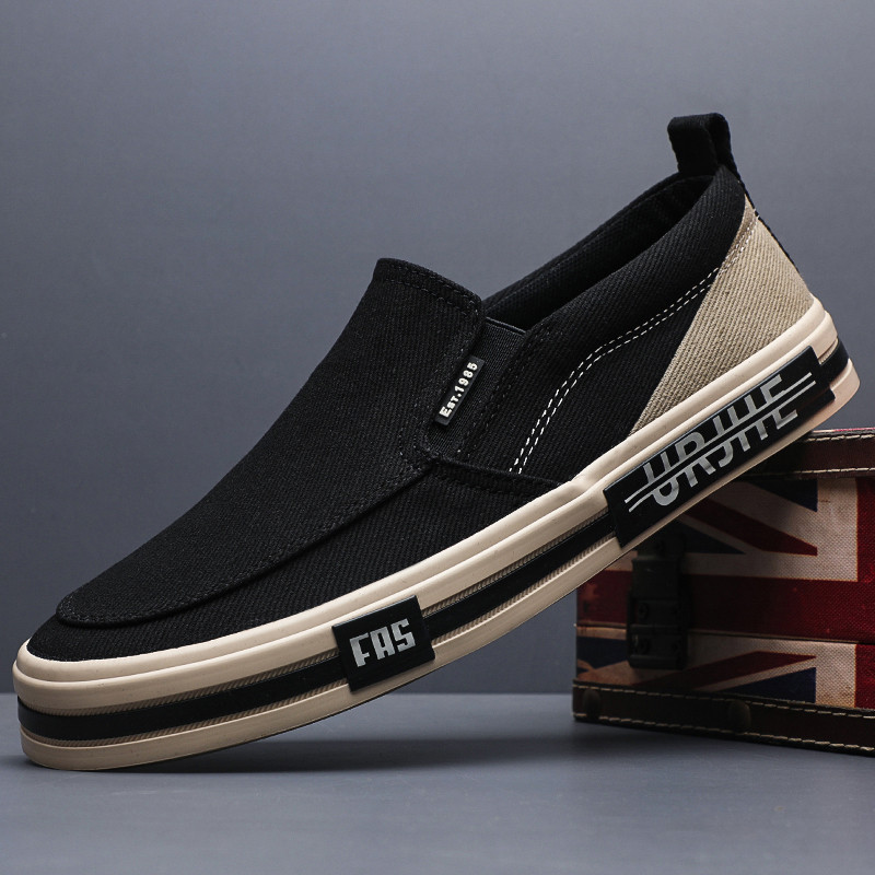 Moda tendência cor-bloqueio sapatos de lona masculino deslizamento-On baixo-Top sapatos casuais verão sapatos masculinos