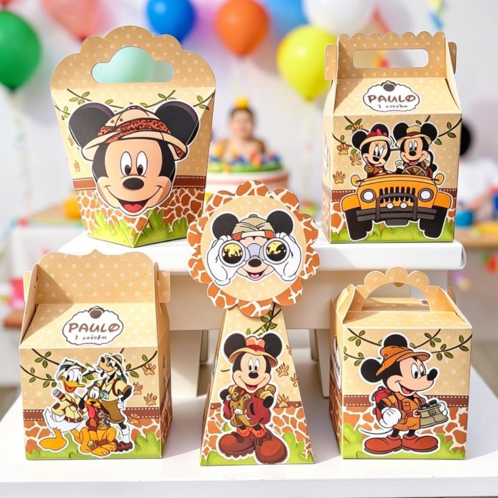 Personalizados MICKEY SAFARI (PEGUE E MONTE) - kit festa - lembrancinha - aniversario - caixinhas personalizadas