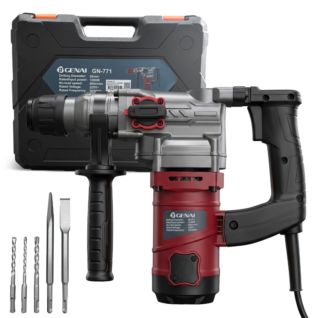 Martelete Rotativo 3 em 1 1100W Furadeira Rompedor 220V Tomada Brasil com Acessórios