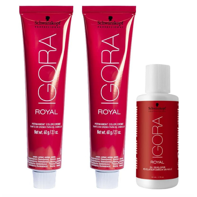 Kit Igora Royal HD 2x 7.77 E 1x Água Oxigenada 30Vol - 60ML